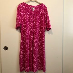 Isaac Mizrahi Live! Pink Knit Scatter Dot Swing Dress